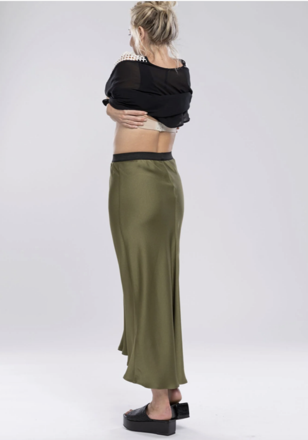 Muse Satin Skirt Moss Green - Image 3