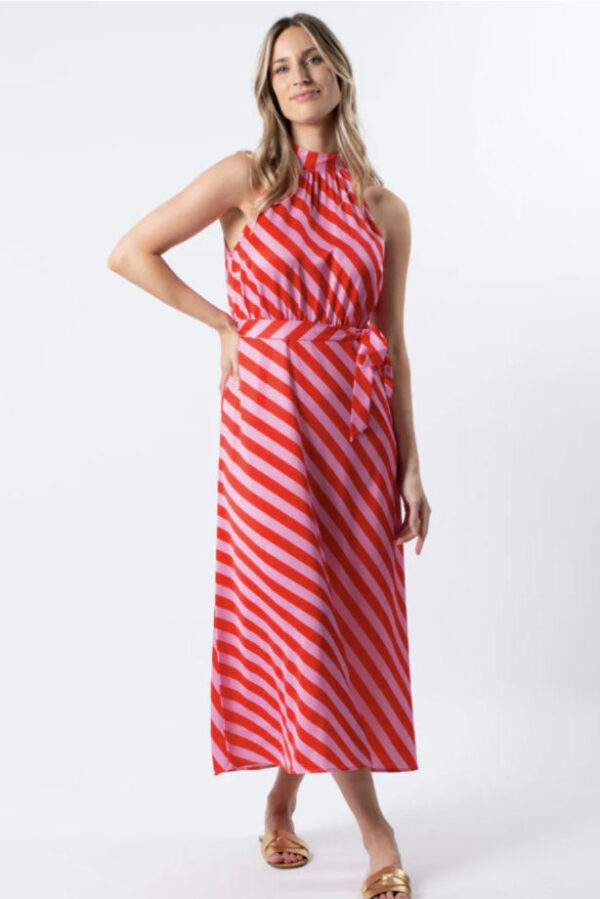 Clementine Dress Pink/Red Stripe