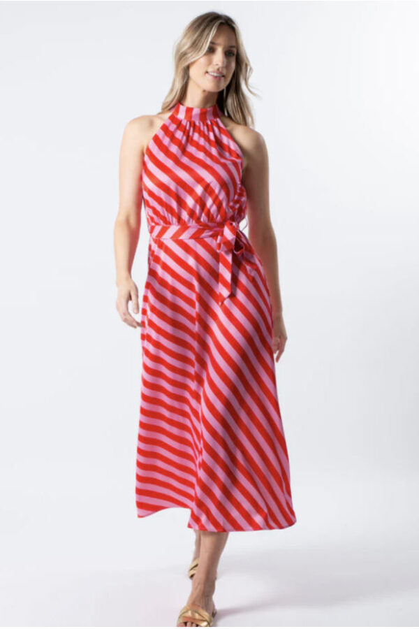 Clementine Dress Pink/Red Stripe - Image 2