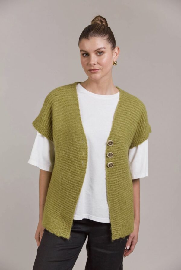 Folie Button Vest Chartreuse