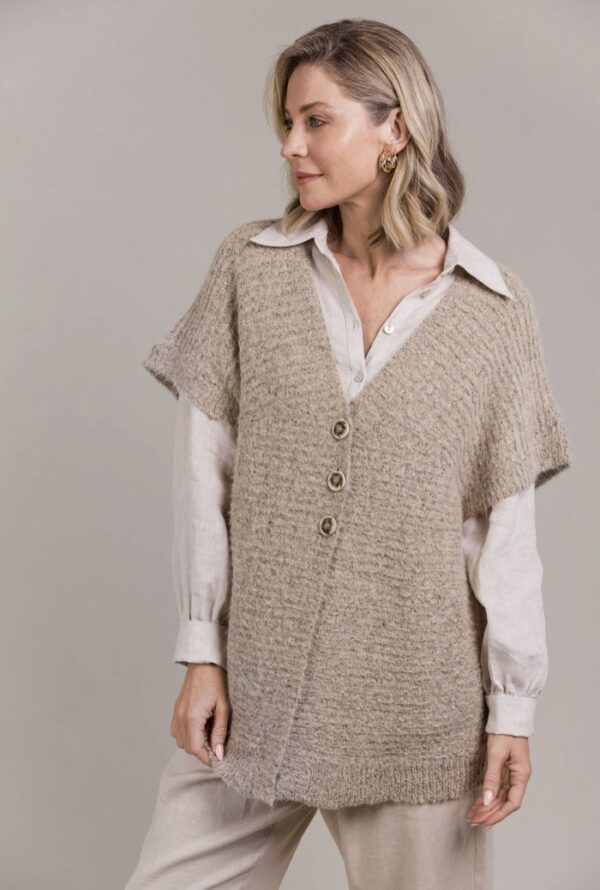 Folie Button Vest Oat