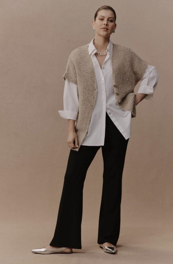 Folie Button Vest Oat - Image 2