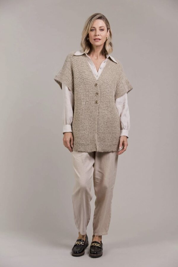 Folie Button Vest Oat - Image 4