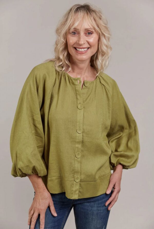 Laax Button Blouse Chartreuse
