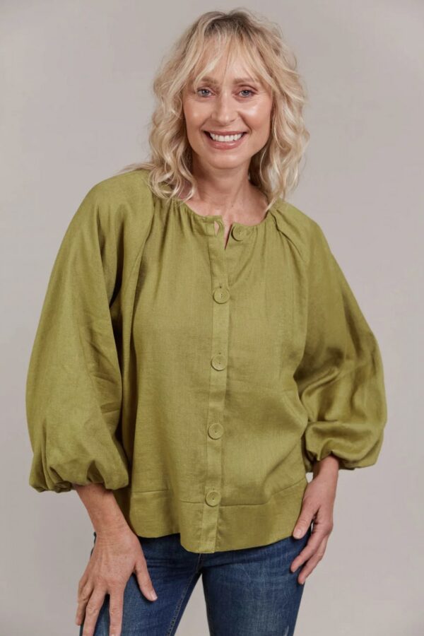 Laax Button Blouse Chartreuse