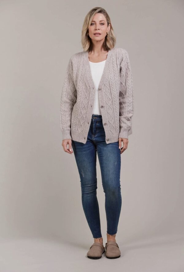 Merano Crop Cardigan Flax - Image 3