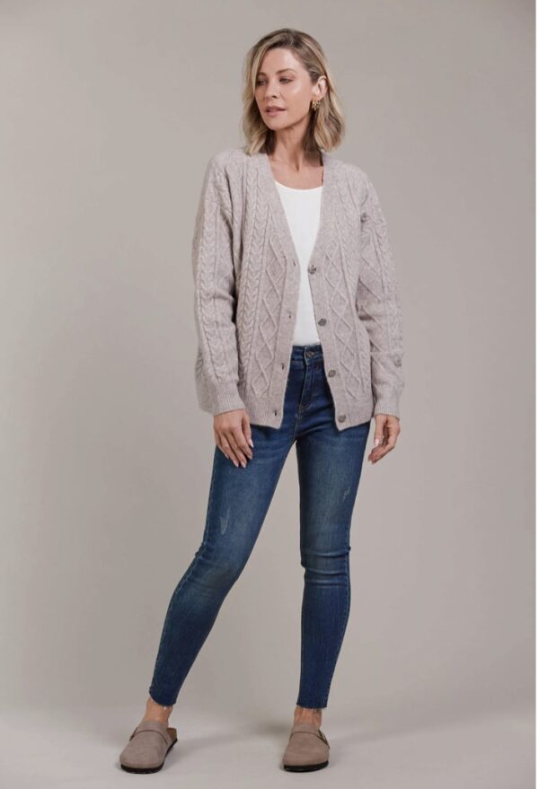 Merano Crop Cardigan Flax - Image 4