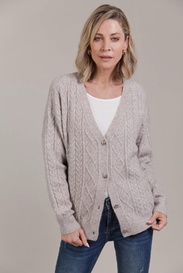 Merano Crop Cardigan Flax - Image 2