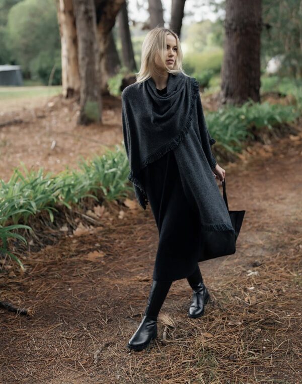 Fringe Wrap - Dark Charcoal