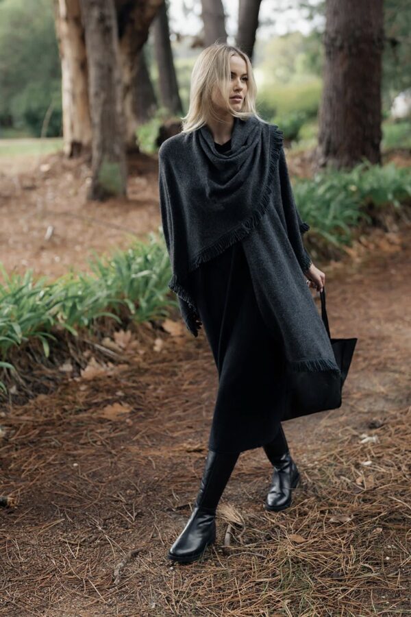 Fringe Wrap - Dark Charcoal