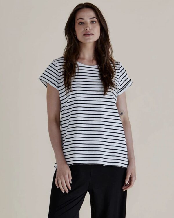 Caia Crew Tee Black Stripe