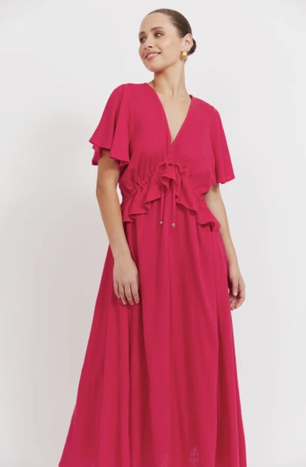 Jardin Frill Maxi Dress-Garnet - Image 3