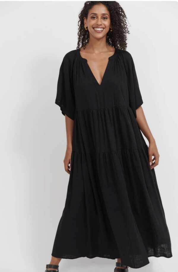Jardin Tiered Maxi Dress-Black - Image 2