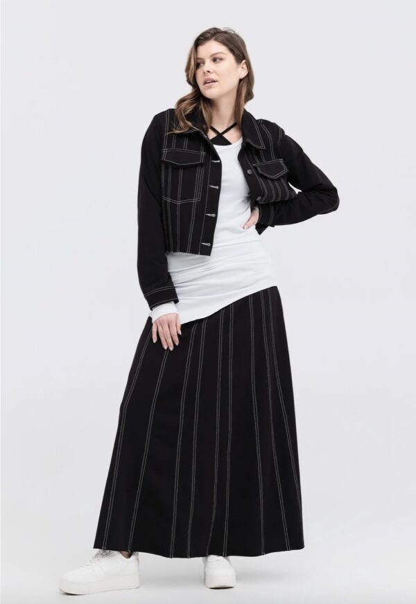 Knit Opposition Skirt- Ivory/Black