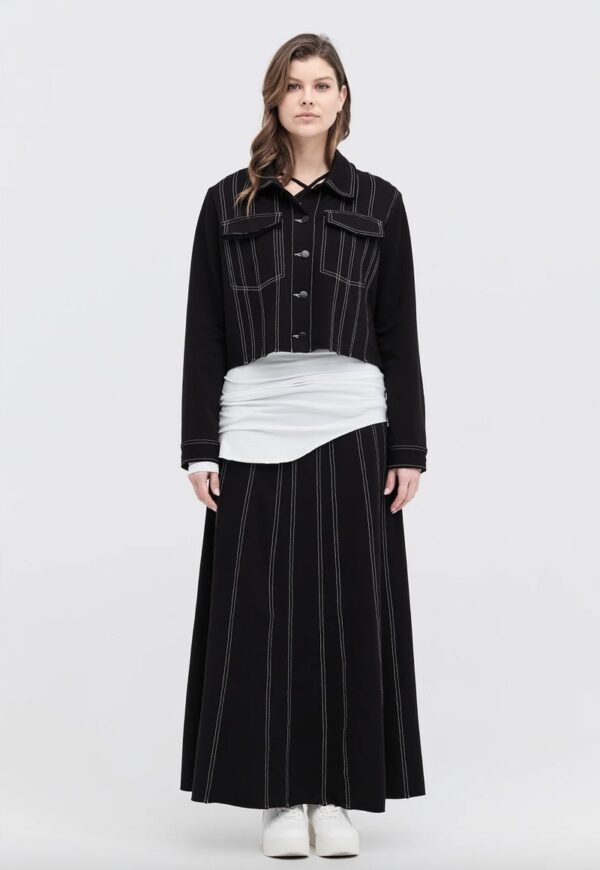 Knit Opposition Skirt- Ivory/Black - Image 4