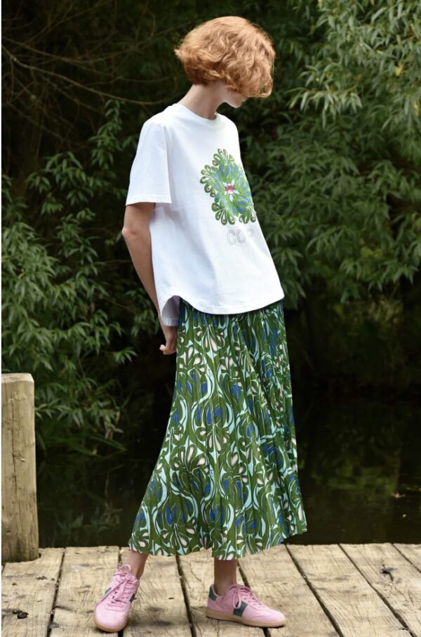 Skipped A Pleat Skirt- Green & Blue - Image 2