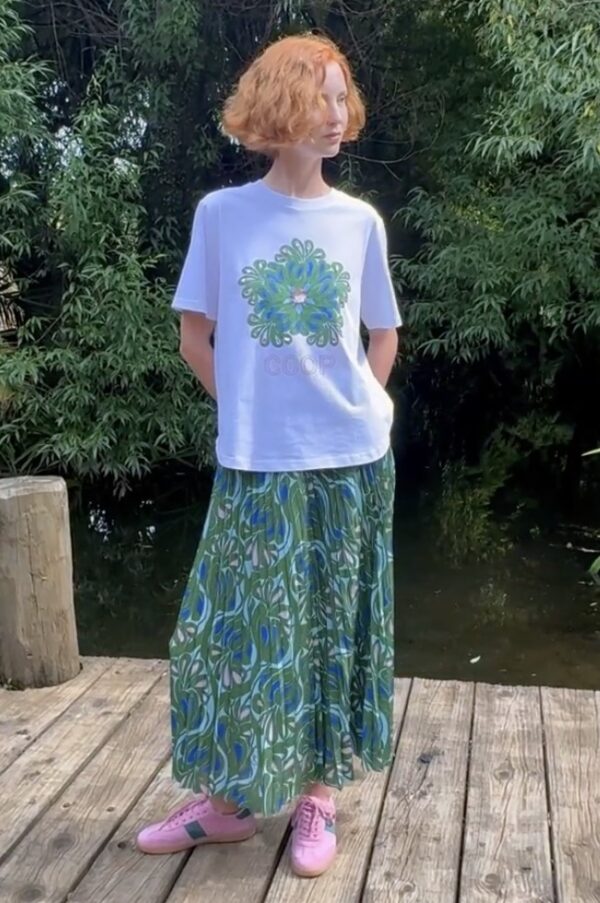 Skipped A Pleat Skirt- Green & Blue - Image 6