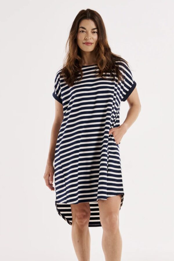 Maxine Dress Navy Stripe