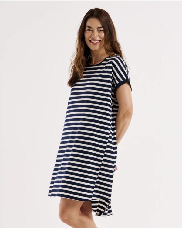 Maxine Dress Navy Stripe - Image 3
