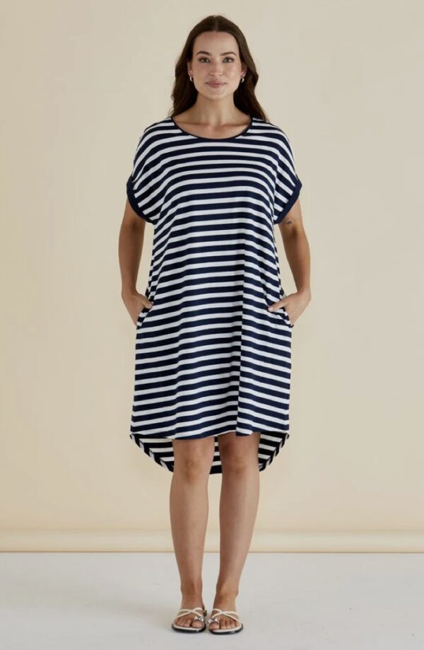 Maxine Dress Navy Stripe - Image 5