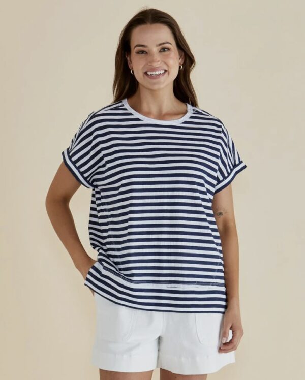 Shirley Tee Navy Stripe