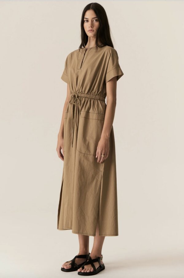 Avrid Drawcord Dress-Khaki - Image 2