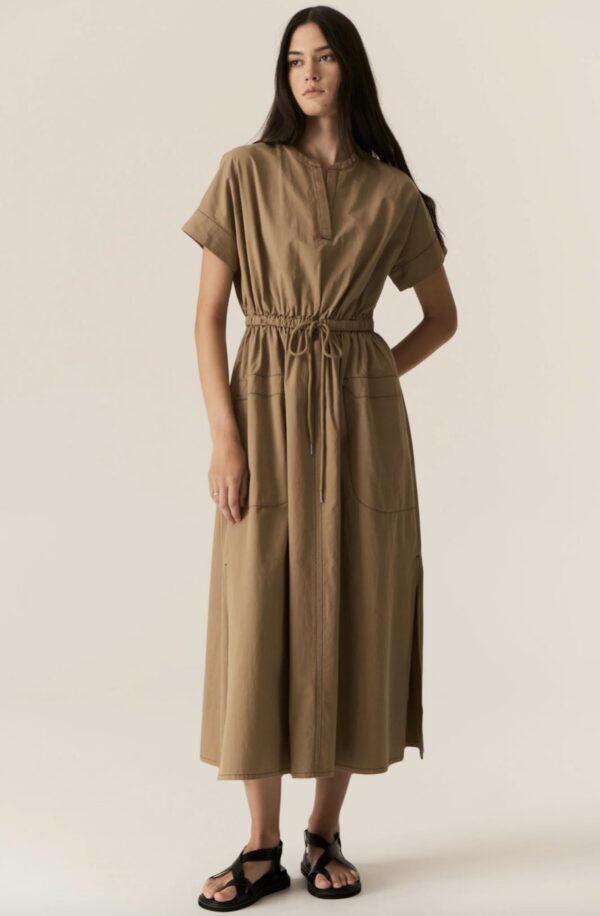 Avrid Drawcord Dress-Khaki - Image 4