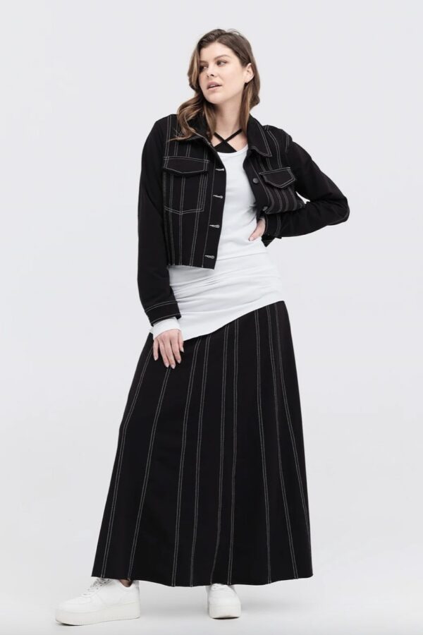 Knit Opposition Skirt- Ivory/Black