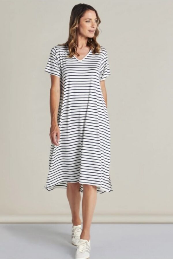Irena Bamboo Dress Navy-White