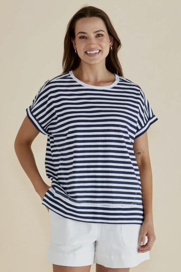 Shirley Tee Navy Stripe
