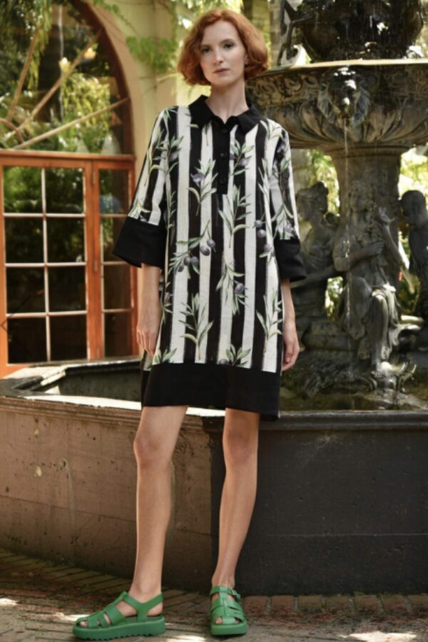 Stripe When Its Hot Dress-Olive