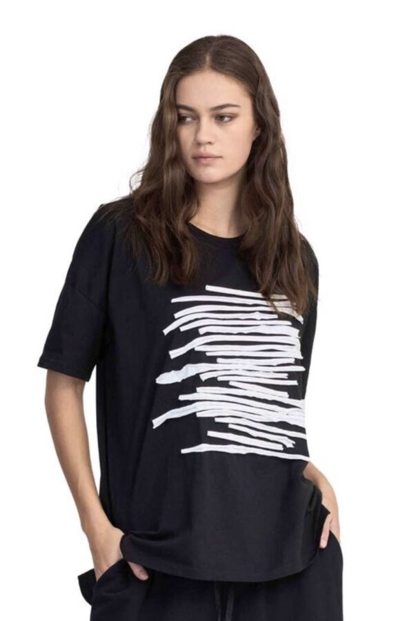 Strip Module Tee Black-Ivory