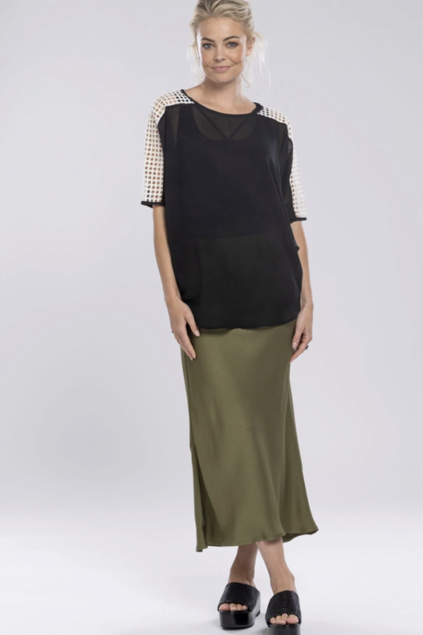 Muse Satin Skirt Moss Green