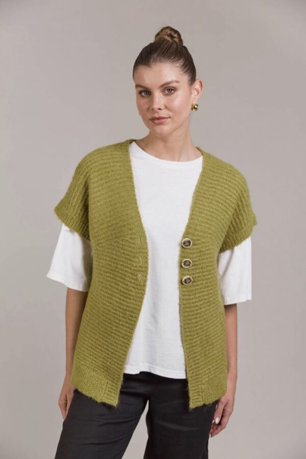 Folie Button Vest Chartreuse