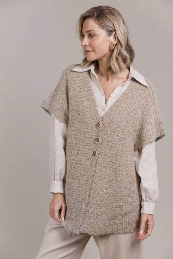 Folie Button Vest Oat