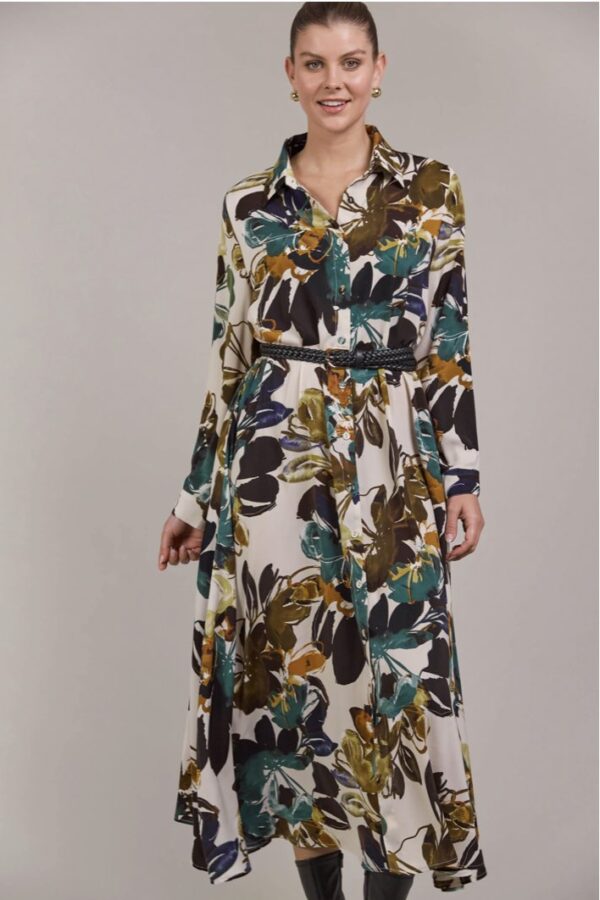 Elsie Shirt Dress Botanical Tusk