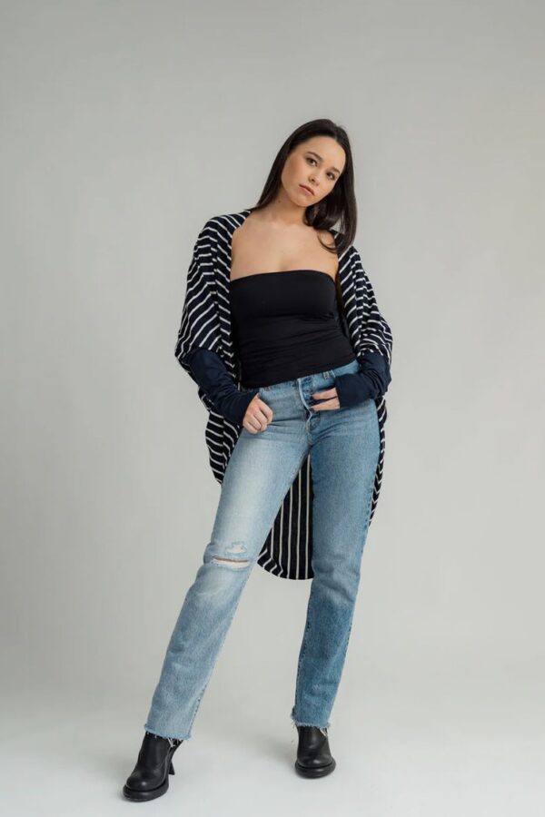 Merino Voltage Cardi /Stripe/Ink