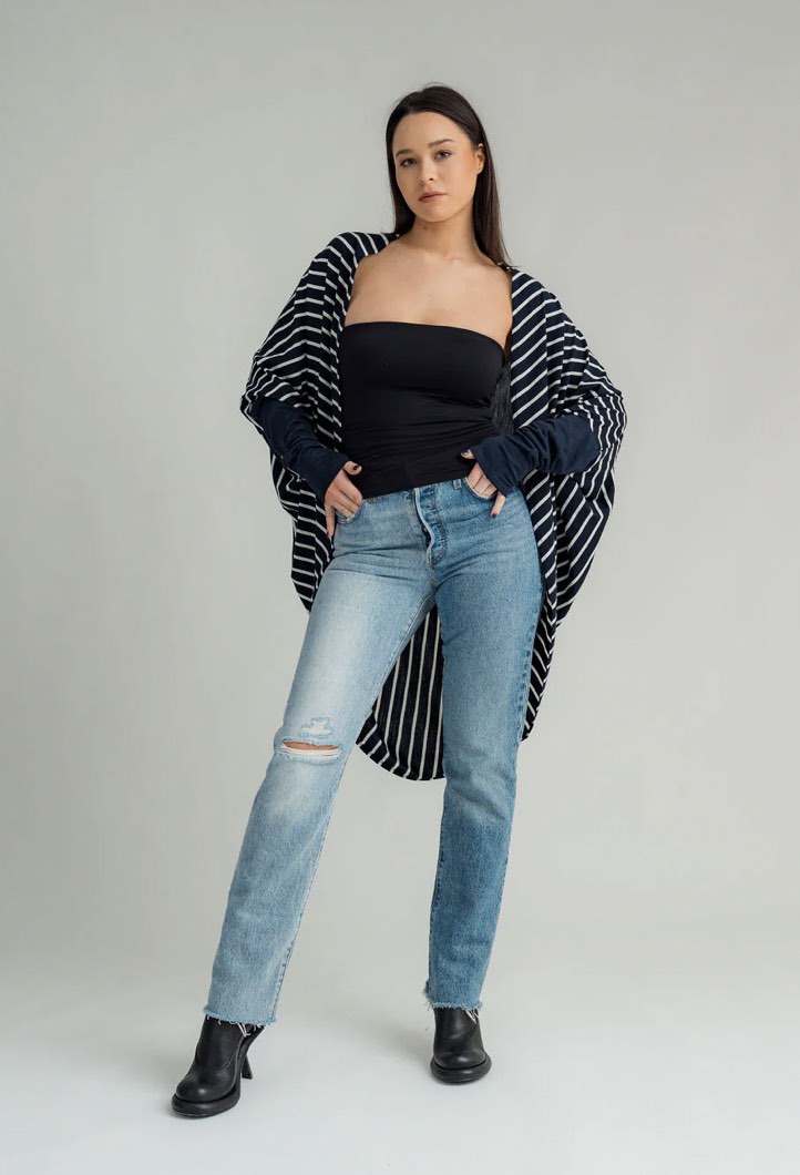 Merino Voltage Cardi /Stripe/Ink - Image 3