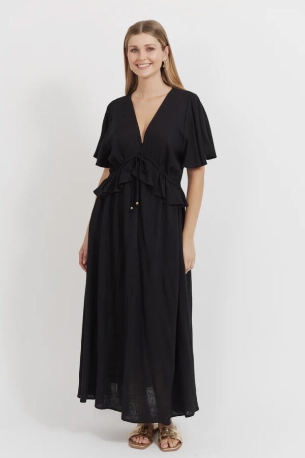 Jardin Frill Maxi Dress-Black