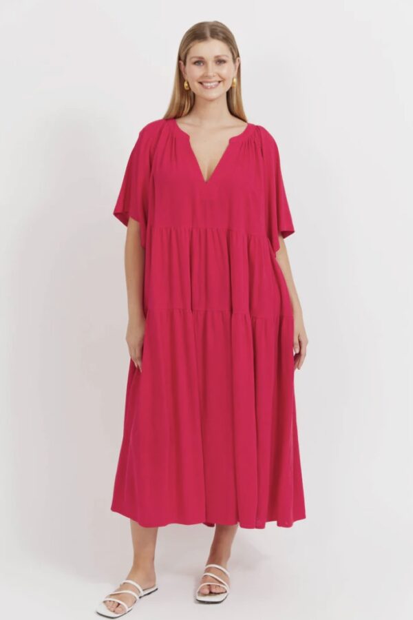 Jardin Tiered Maxi Dress-Garnet