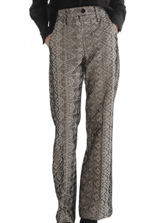 Overtune Pant-Black/Ivory textured