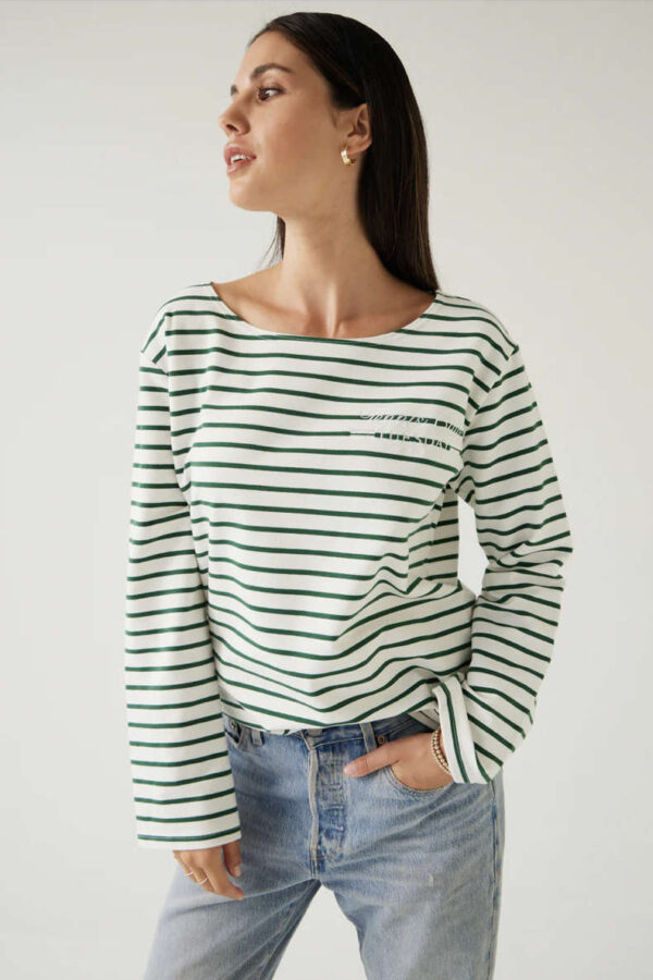 Satellite Tee Green Stripe