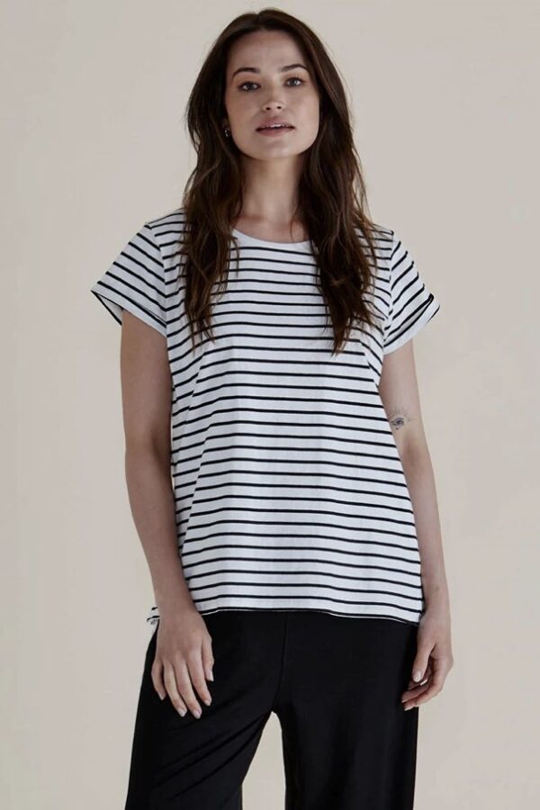 Caia Crew Tee Black Stripe