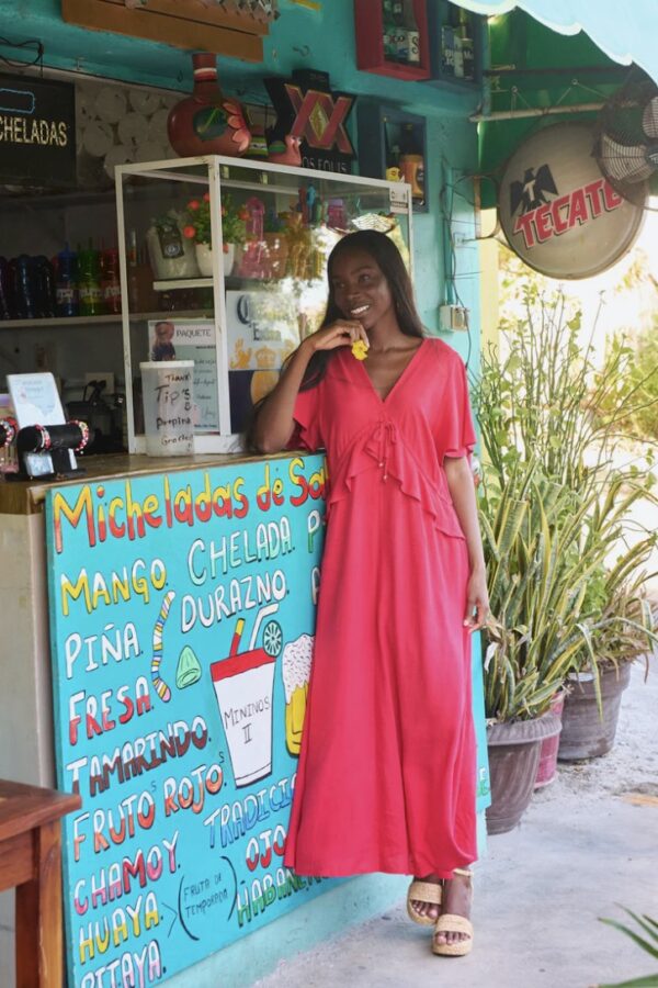 Jardin Frill Maxi Dress-Garnet