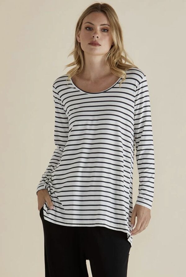 Cairo Tunic Tee - Petrol Stripe