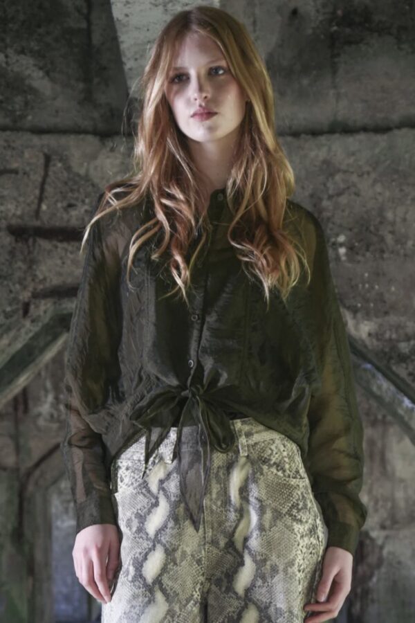 Tied and Tested Blouse-Khaki