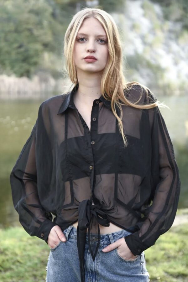 Tied and Tested Blouse-Black