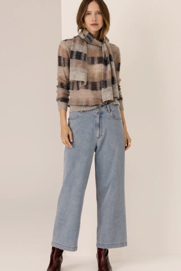 Ciara Stripe Knit-Char-Silver