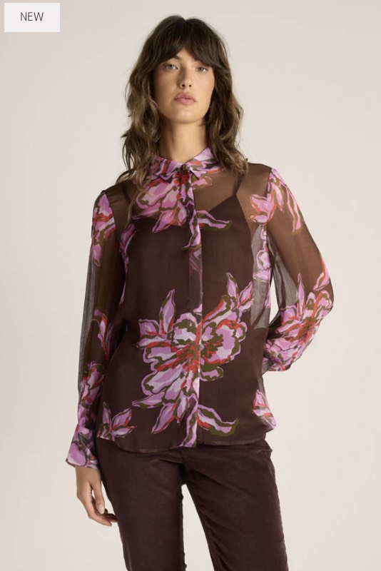 Nyomi Blouse-Brown Flower