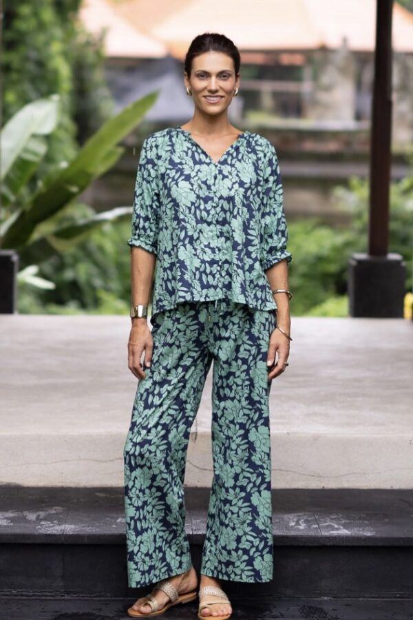 Fleur Pant Mint-Navy